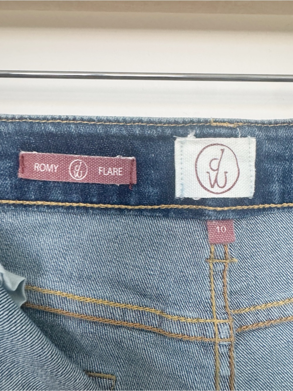 Driftwood Romy Flare Denim Jeans Embroidered Heron Bird Dragonflies Size 10 - Picture 7 of 10